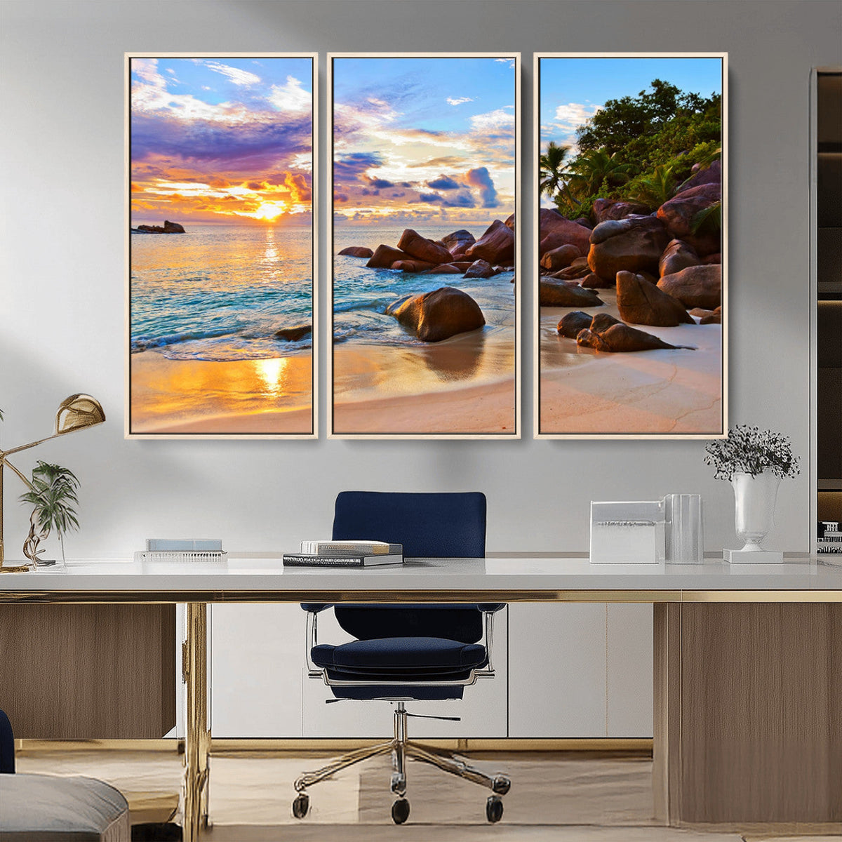 Tropical Island Beach Sunset Canvas Print