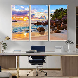 Tropical Island Beach Sunset Canvas Print