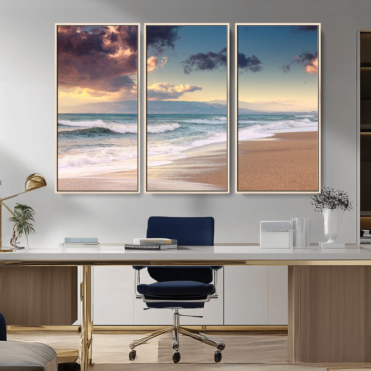 Cloudy Weather Beach Sunset Canvas Print | Sunrise Wall Art