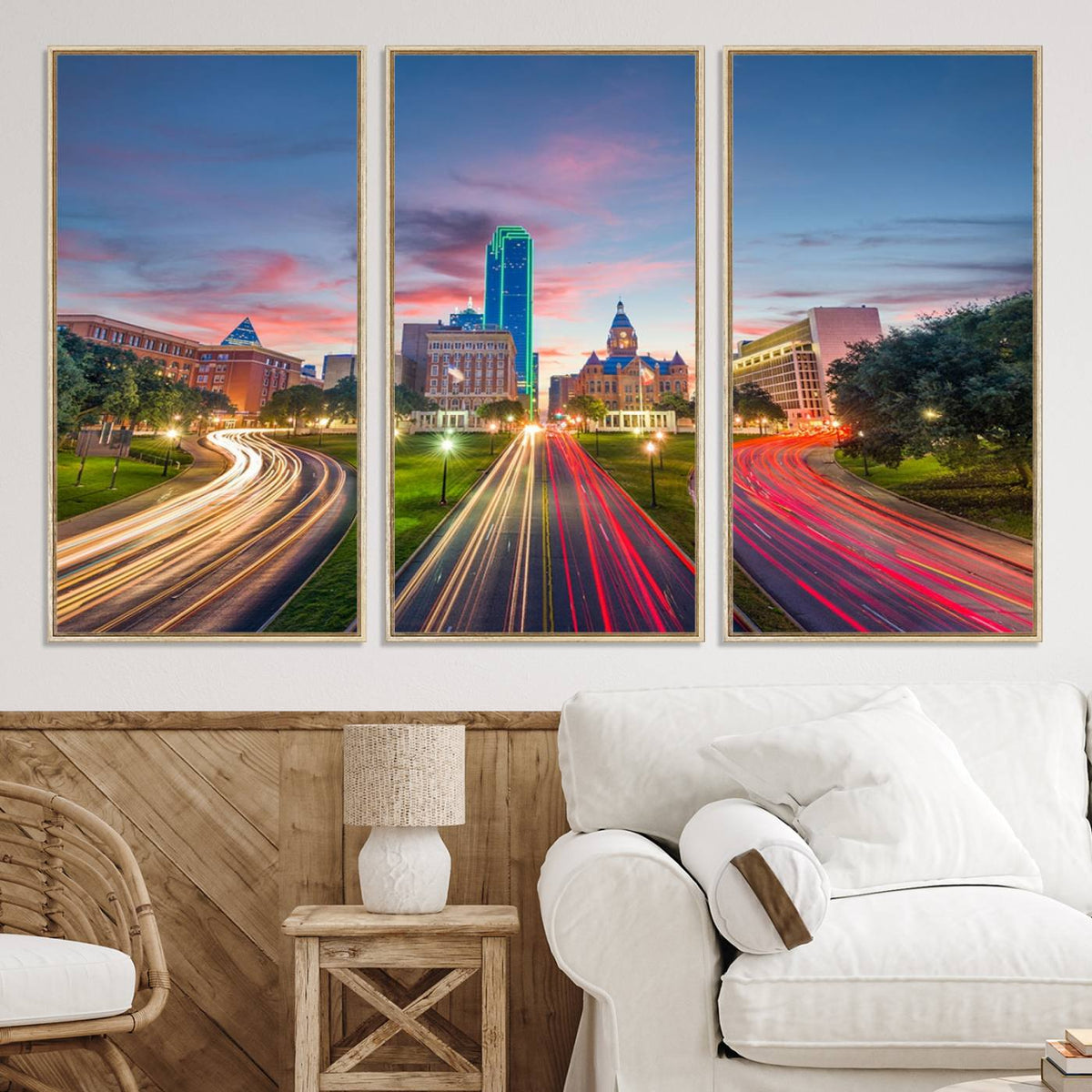 Dallas City Lights Large Wall Art Dallas Cityscape Canvas