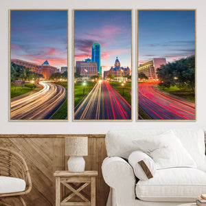 Dallas City Lights Large Wall Art Dallas Cityscape Canvas