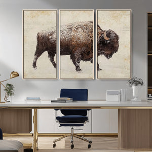 Buffalo Wall Art, Western Bison Canvas Print, Rustic Buffalo