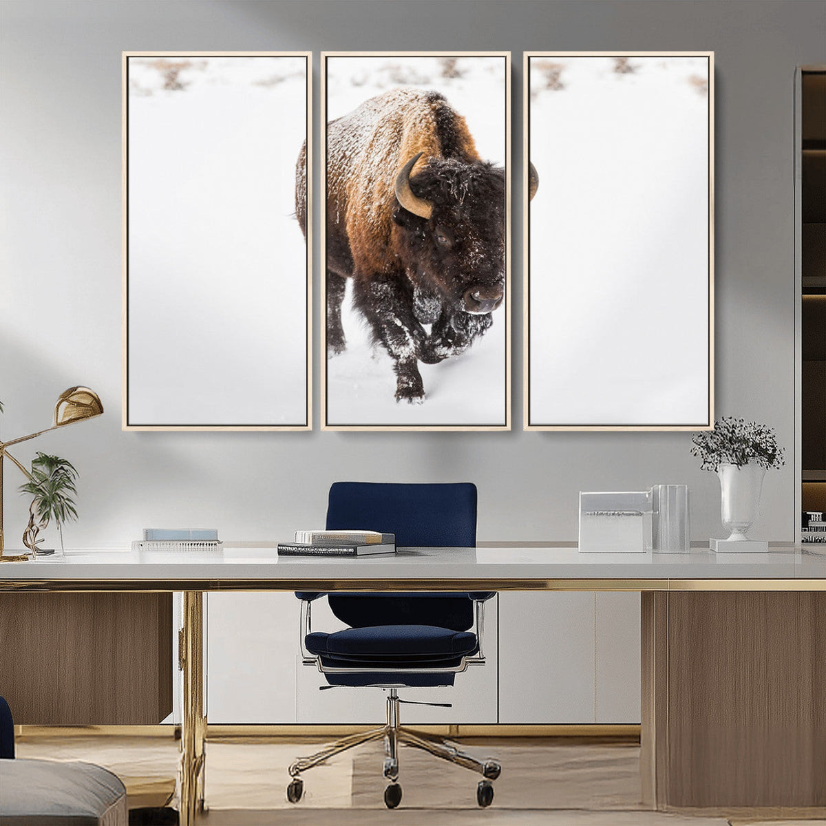 Bison Winter Wall Art Canvas Print For Farmhouse Decor