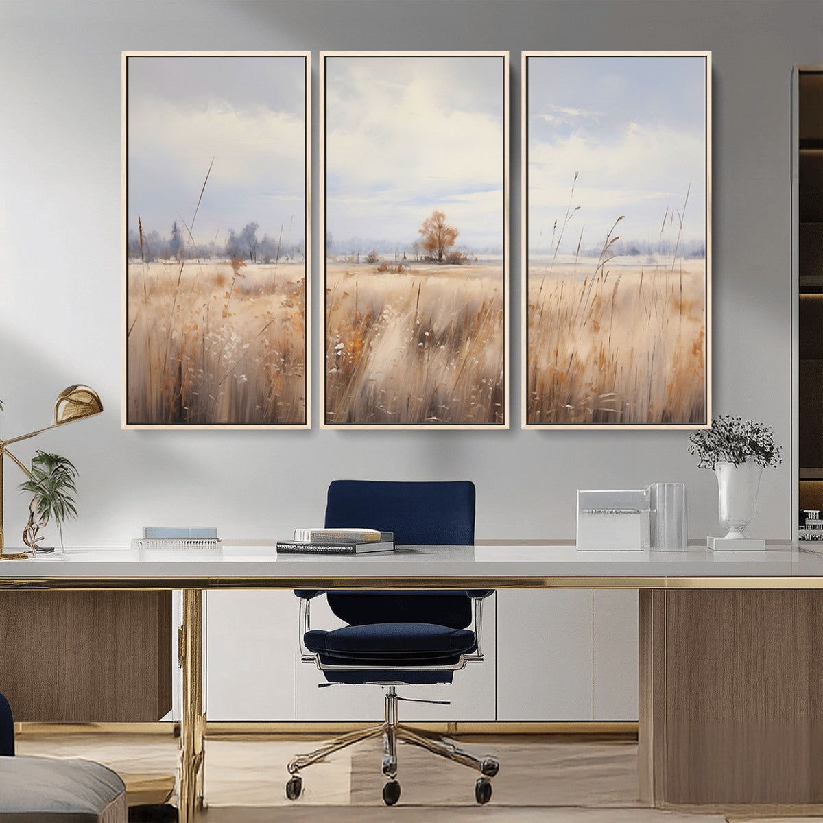 Golden Fields Wall Art Print Canvas – Serene Landscape of