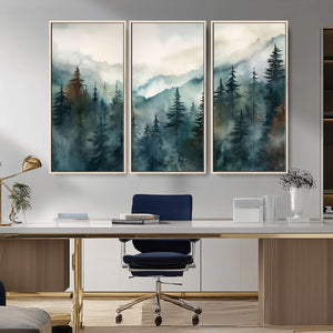 Serenity Forest Wall Art Canvas | Foggy Mountain Landscape
