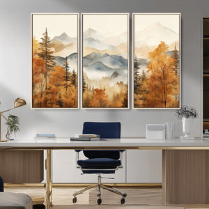 Golden Autumn Forest Wall Art Canvas | Mountain Landscape