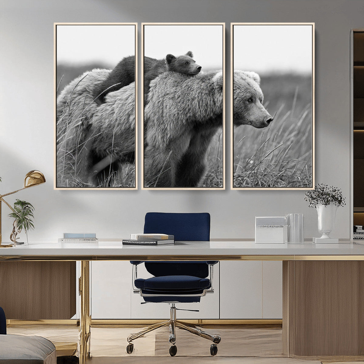 Bear and Cub Wall Art Canvas | 399 Bear Cub