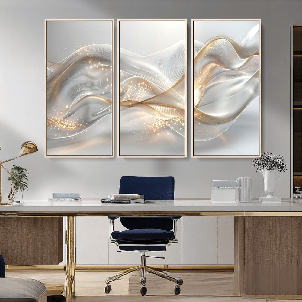 Abstract art Grey and Gold Lines Wall Art