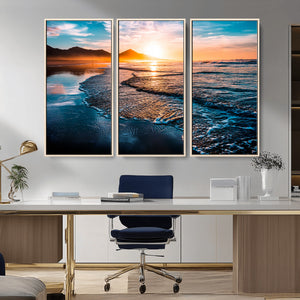 Sunset Beach Ocean Canvas Wall Art – Tranquil Ocean