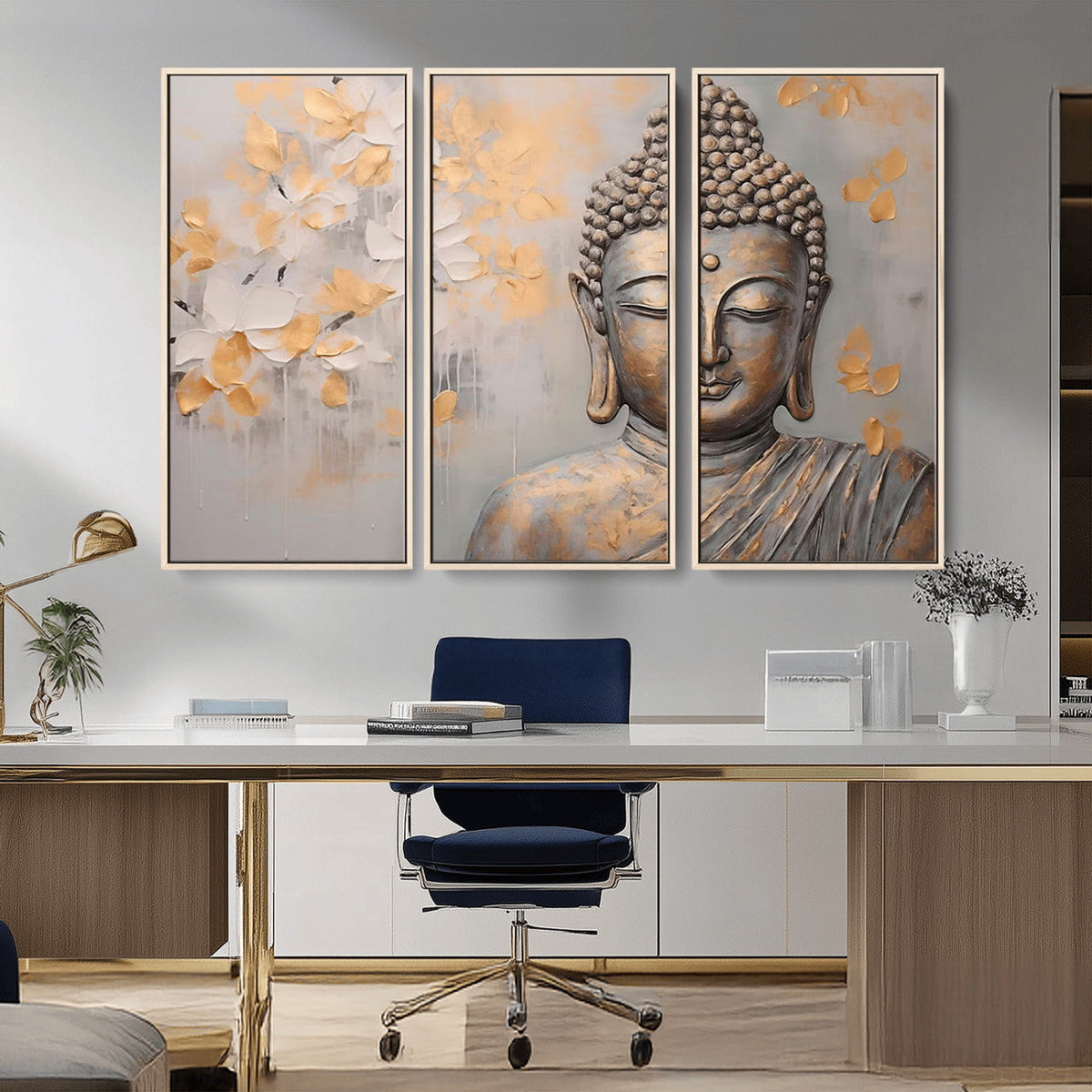 Abstract Buddha Statue Wall Art Canvas Print - Modern