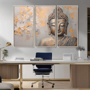 Abstract Buddha Statue Wall Art Canvas Print - Modern