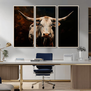 Texas Longhorn Wall Art | 3-Panel Large Texas Longhorn