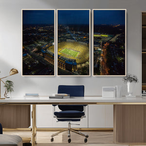 Michigan Stadium Night Game Wall Art – Sports Arena Aerial