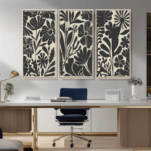 Modern Botanical Wall Art - Floral Black and White Canvas
