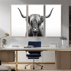 Highland Wall Art Canvas Print – Minimalist Black and White