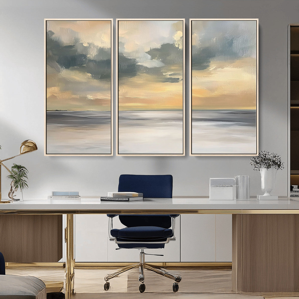 Modern Coastal Artwork with Vibrant Abstract Ocean Waves