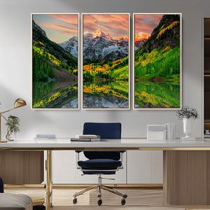Maroon Bells Lake Wall Art Canvas Print – Framed Majestic