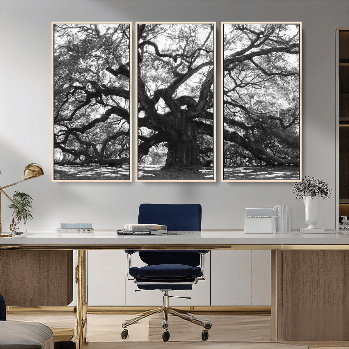 Ancient Oak Wall Art Canvas Print, Majestic Twisted Branches