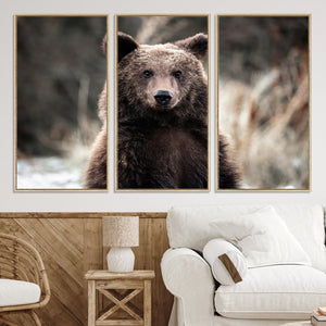 Brown Bear Wall Art Canvas Print – Framed Majestic Woodland