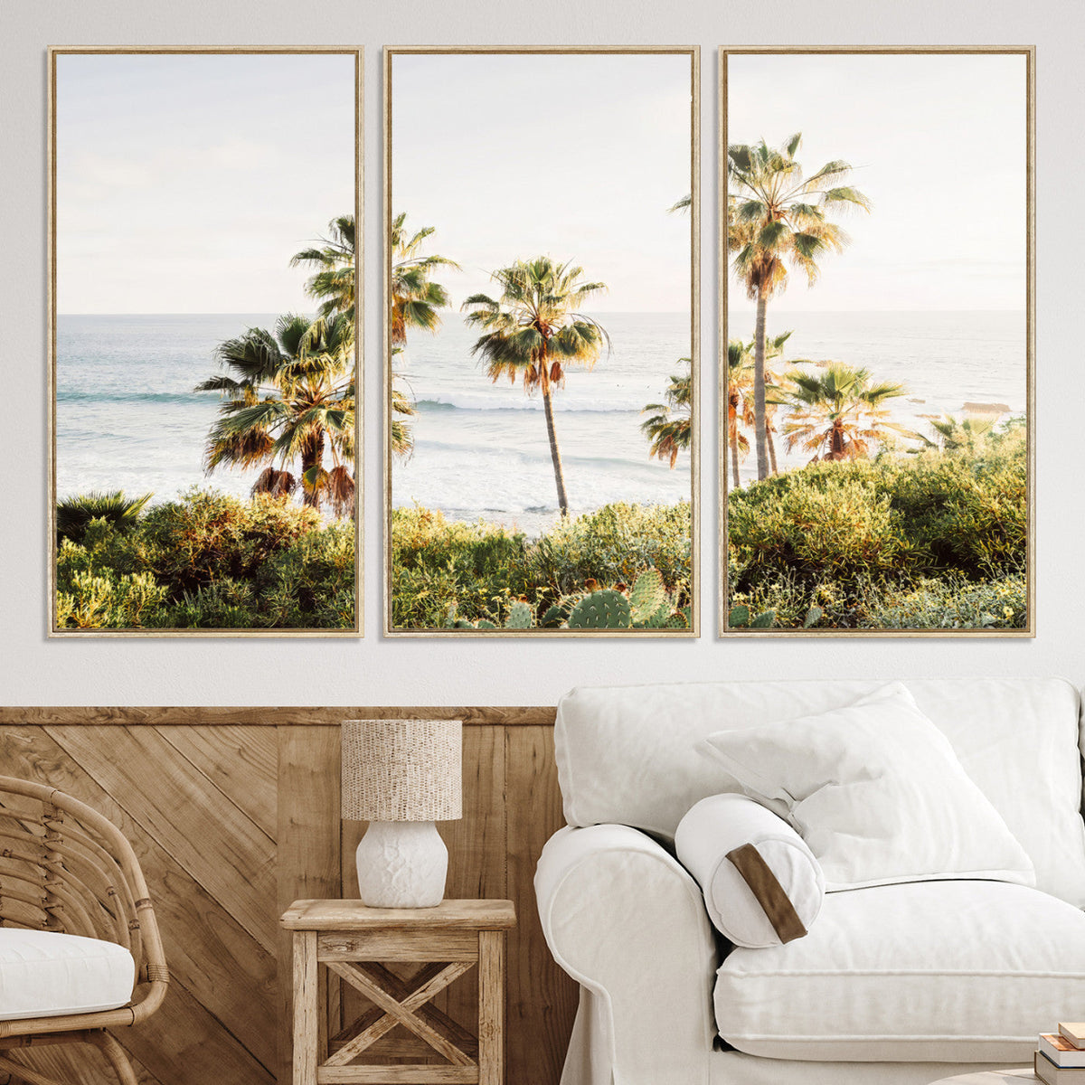 California Coast Palm Trees Wall Art Canvas Print – Framed