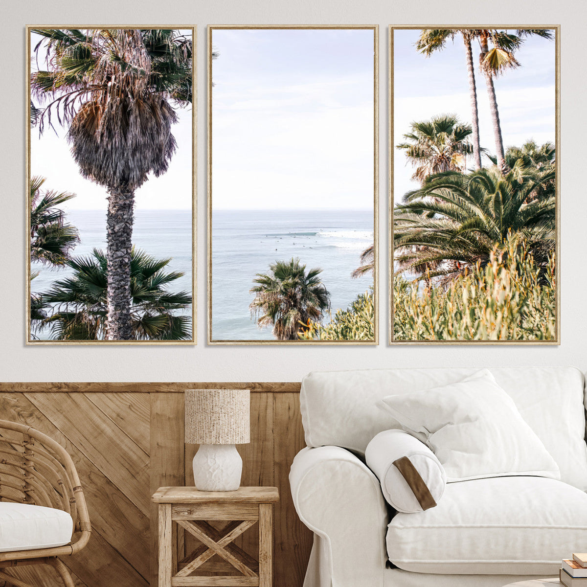 Coastal Palm Trees Wall Art Canvas Print – Framed Ocean