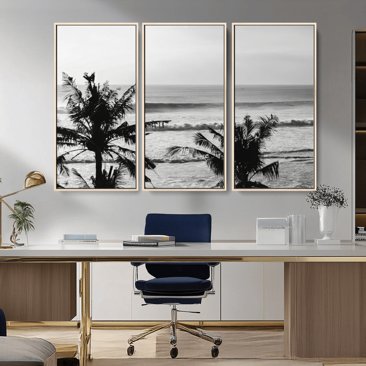 Tropical Coastline Wall Art Canvas Print – Framed Palm Trees