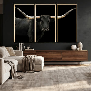 Longhorn Cattle Wall Art Canvas Print – Framed Texas Ranch