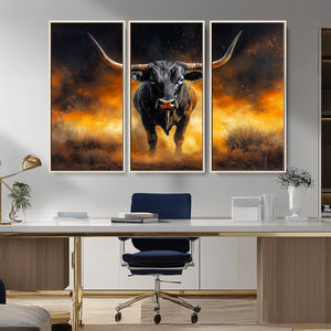 Longhorn Canvas Wall Art Canvas Print – Framed Bold Bull