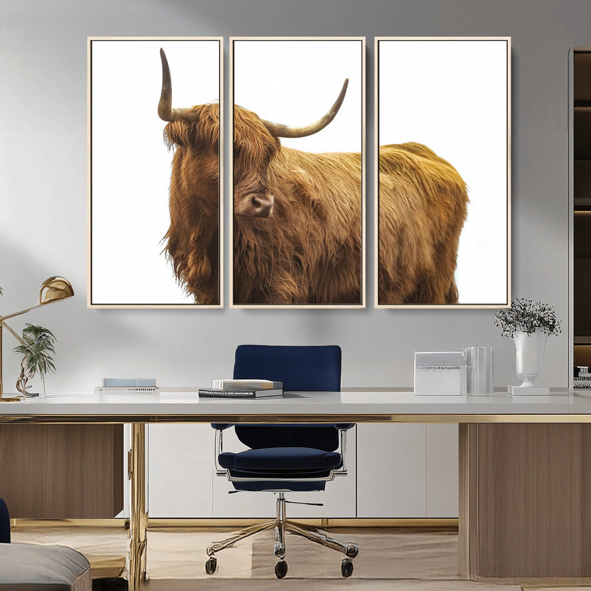 Highland Cow Wall Art Canvas Print – Framed Farmhouse Rustic
