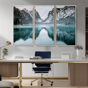Mountain Lake Wall Art Canvas Print – Framed Toblacher See