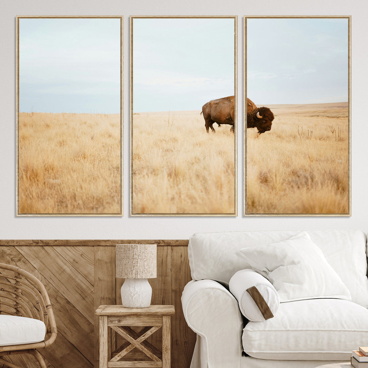 Buffalo Wall Art Canvas Print – Framed Western Wildlife