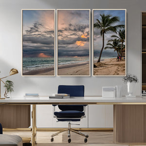 Tropical Storm Wall Art Canvas Print – Framed Moody Beach