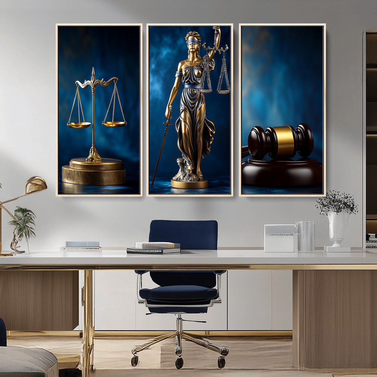 Lady Justice Wall Art Canvas Print – Elegant Gold Legal