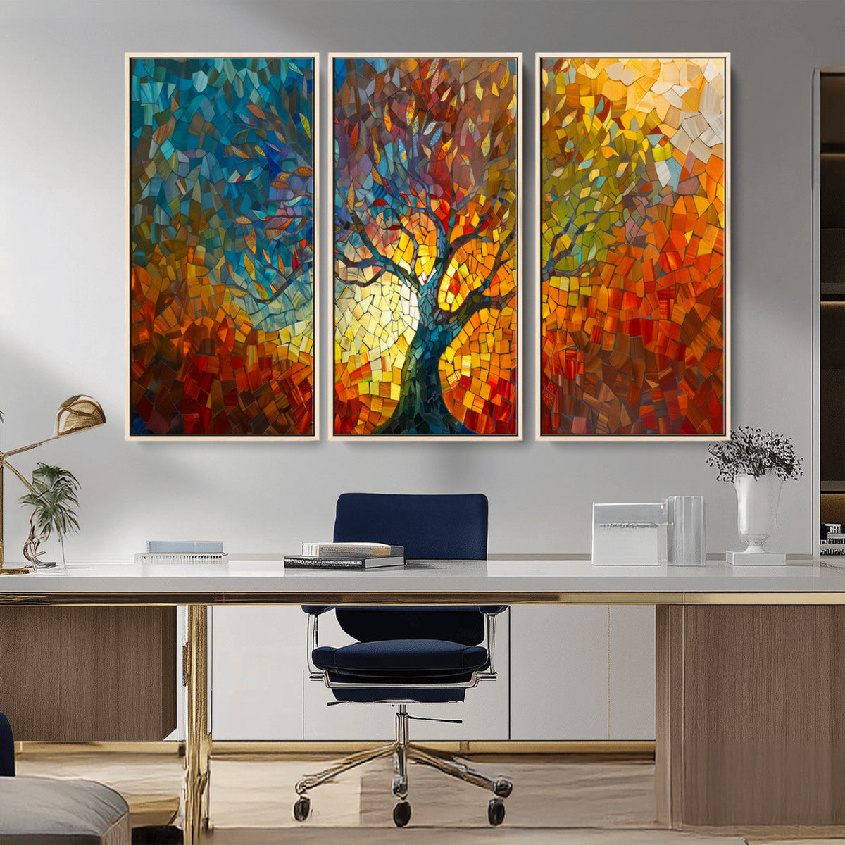 Yggdrasil Tree of Life Mosaic Stained Glass Wall Art, Tree