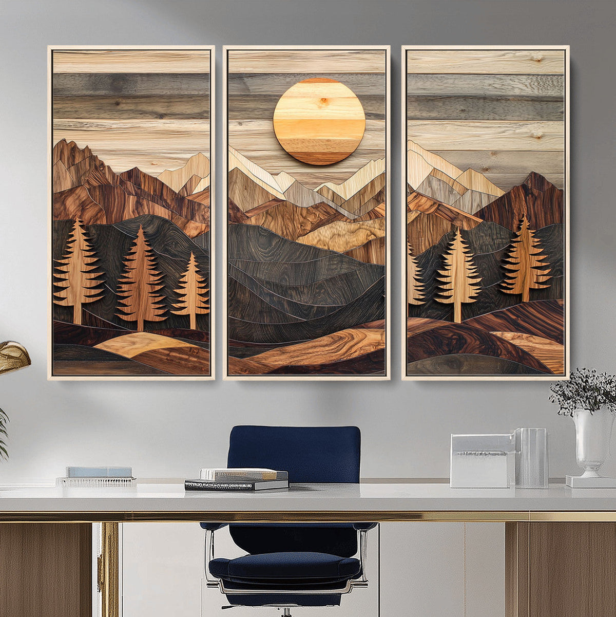 Wood Mountain Wall Art Canvas Print – Layered Forest and