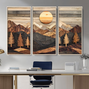 Wood Mountain Wall Art Canvas Print – Layered Forest and