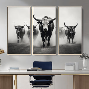 Texas Longhorn Wall Art Canvas Print, Framed Speckled Cow