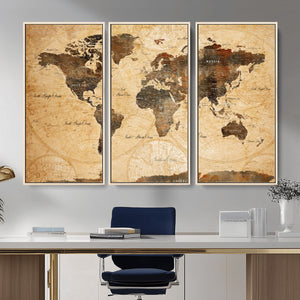 Push Pin World Map Canvas Print – Travel Tracker Wall Art