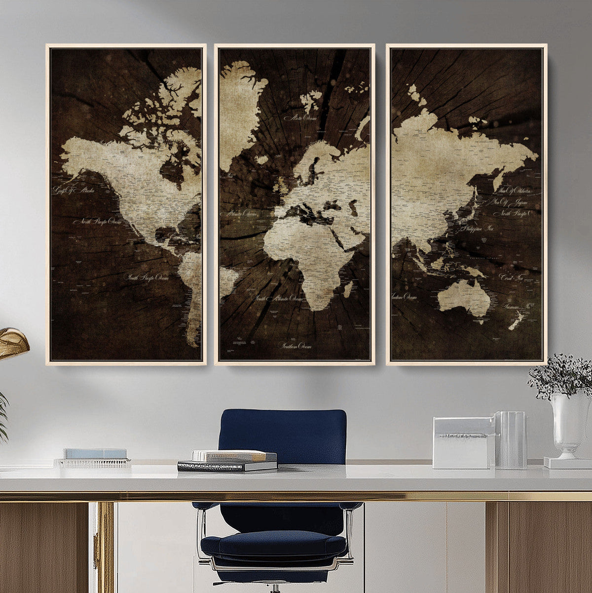 World Map Wall Art Canvas Print – Framed Travel Map Wall Art
