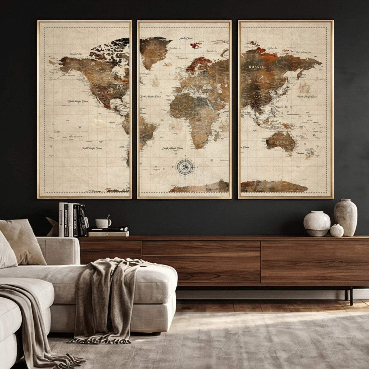 World Map Canvas Print – Framed Detailed Map of the World