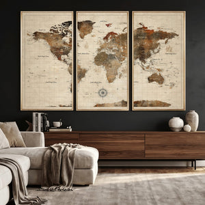 World Map Canvas Print – Framed Detailed Map of the World
