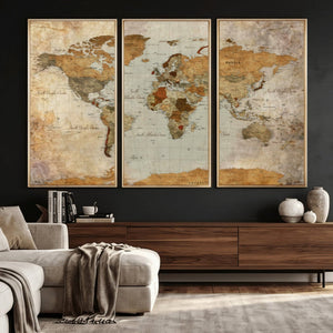 World Map Canvas Print – Detailed Map of the World Wall Art