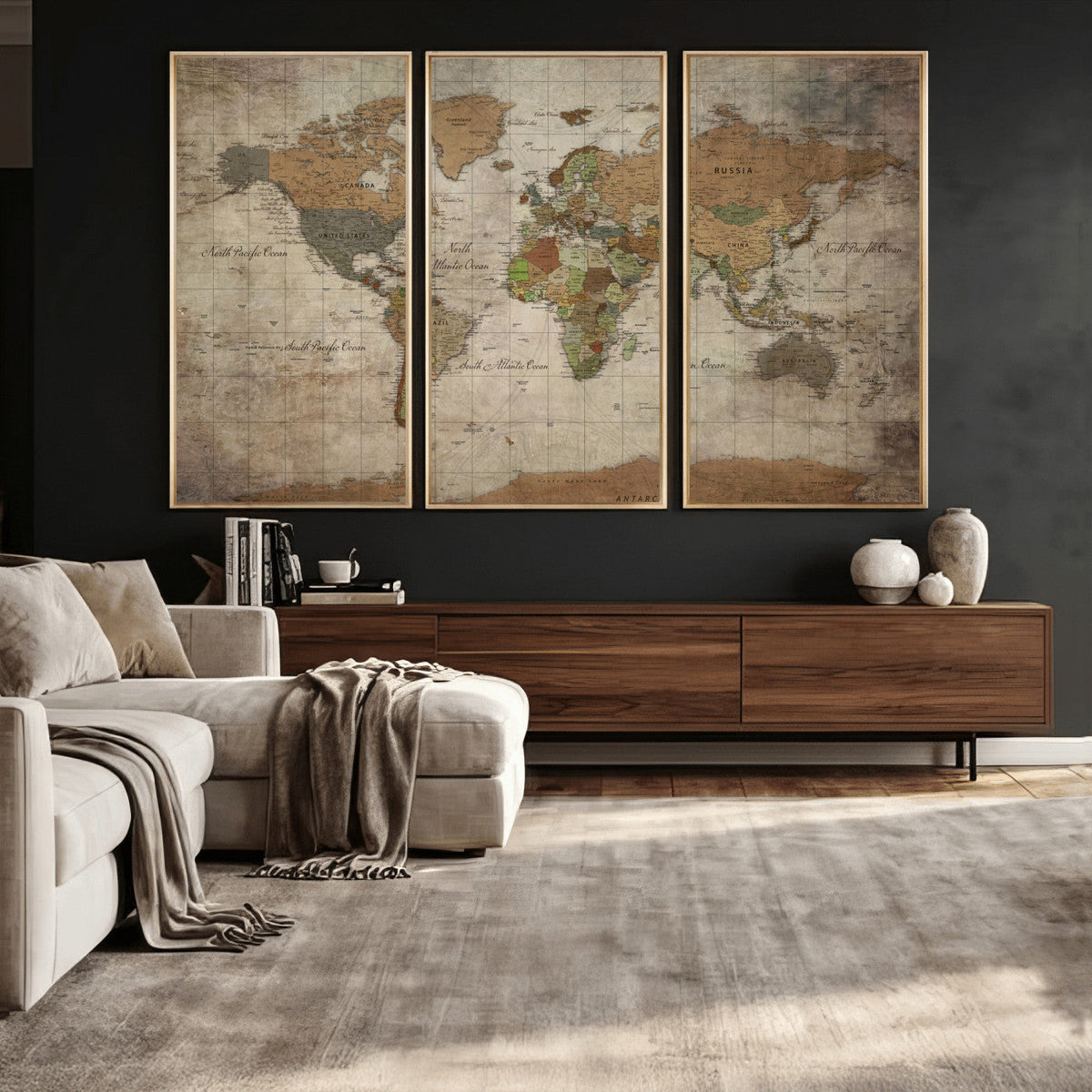 World Map Canvas Print – Framed Travel Map Wall Art for