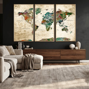 World Map Canvas Print – Framed Detailed Map of the World