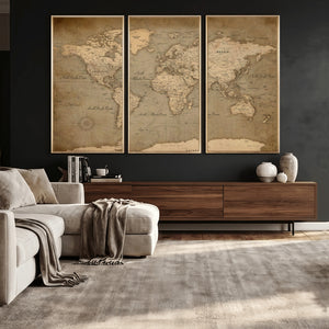 World Map Canvas Print – Framed Travel Map Wall Art for