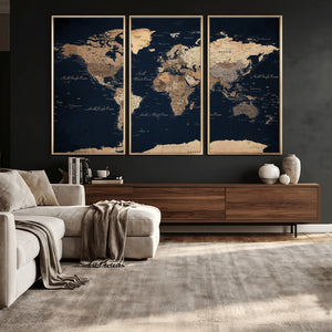 World Map Canvas Print – Detailed Map of the World Wall Art