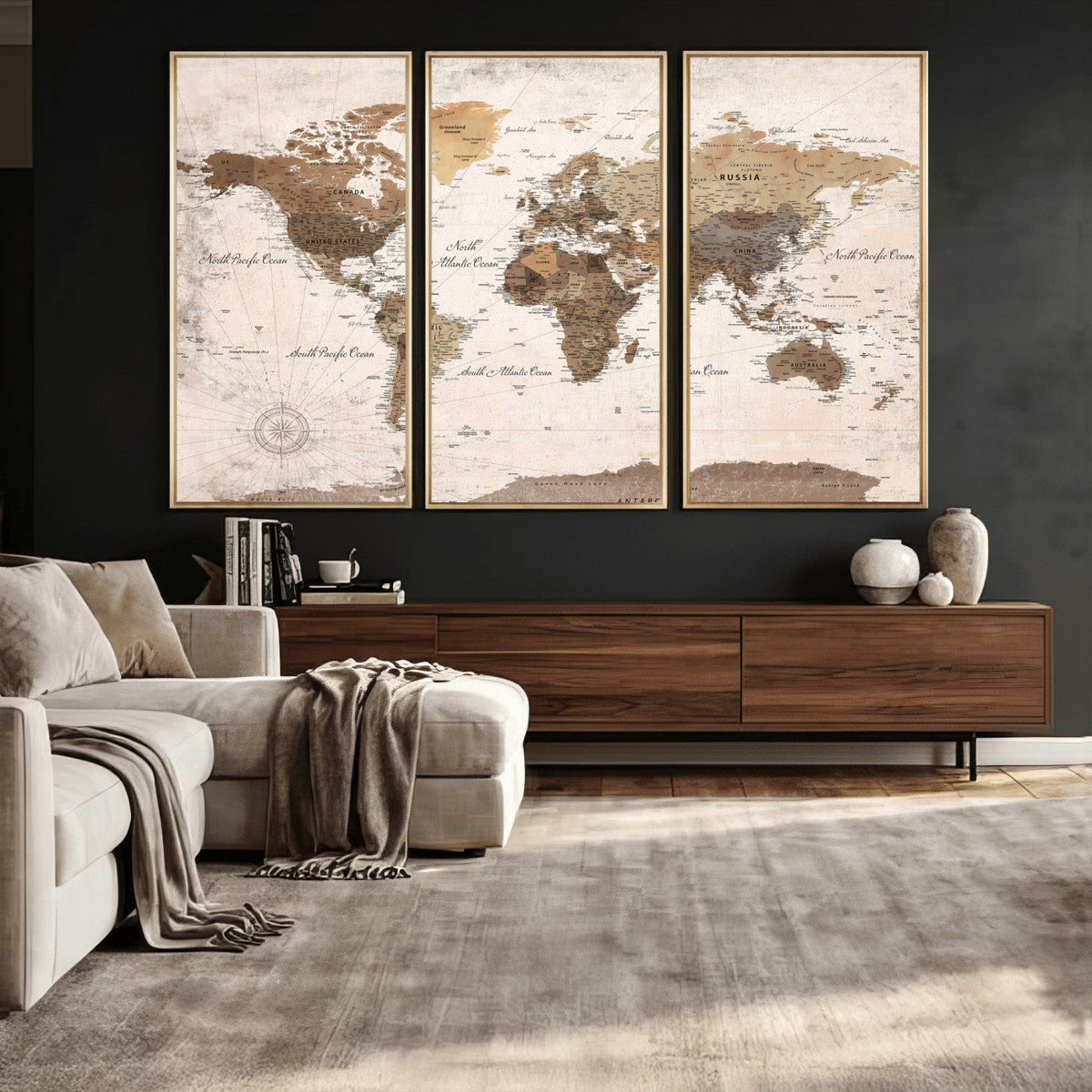 World Map Canvas Print – Framed Travel Map Wall Art for