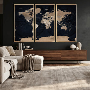 Grunge Wall Art World Map Canvas Print