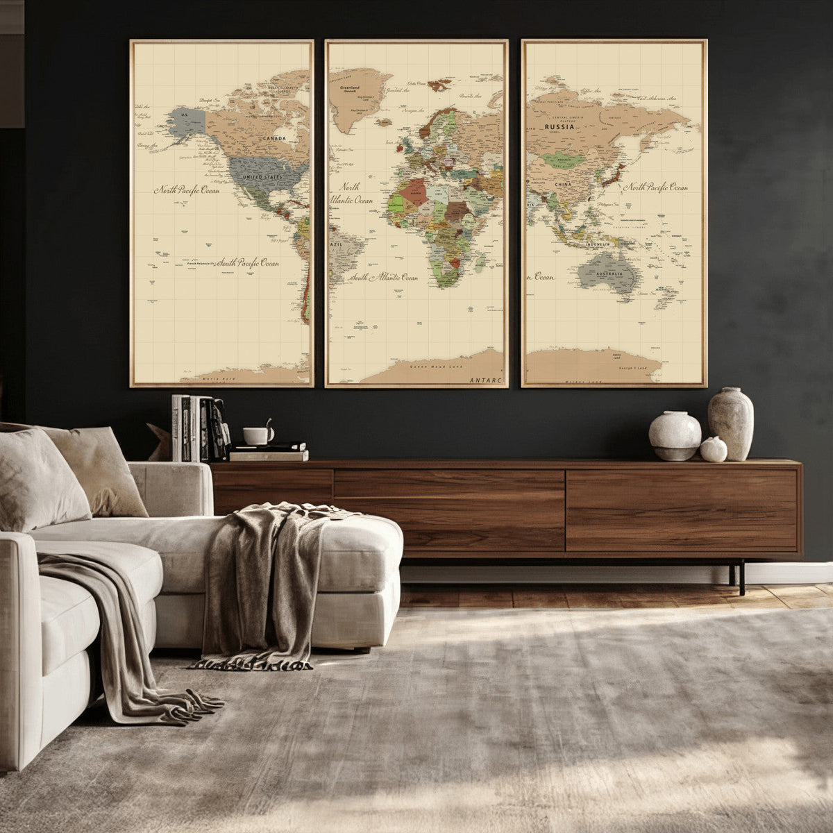 Extra Large World Map Canvas Print – Detailed Map of the