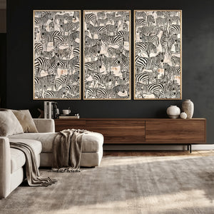 Abstract Zebra Wall Art Canvas Print for Farmhouse Decor